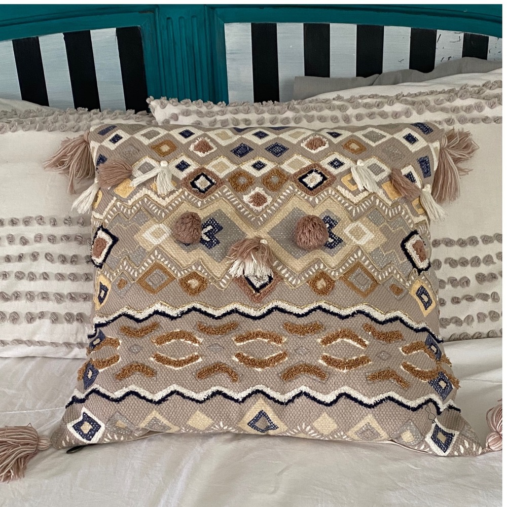 Pier 1 Imports Decorative Pillow Boho Accent Throw Pillow with Tassels